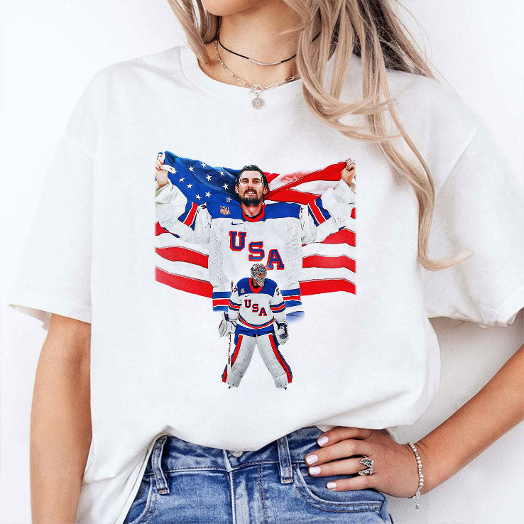 Connor Hellebuyck USA Hockey Champions Shirt