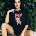 Cool Chihuahua Girl with Sunglasses and Pink Bow Bubblegum T Shirt