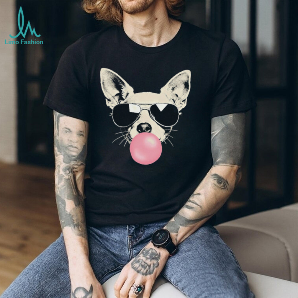 Cool Chihuahua Wearing Aviator Sunglasses Pink Bubblegum T Shirt