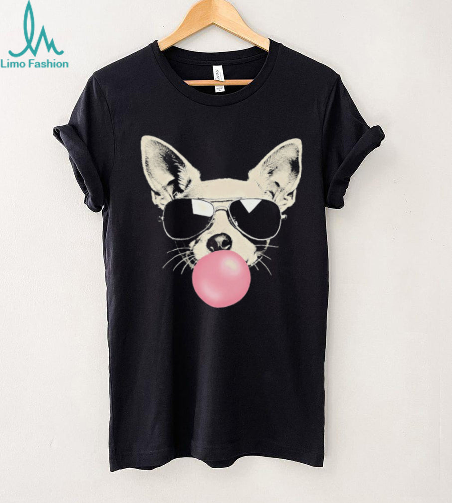Cool Chihuahua Wearing Aviator Sunglasses Pink Bubblegum T Shirt