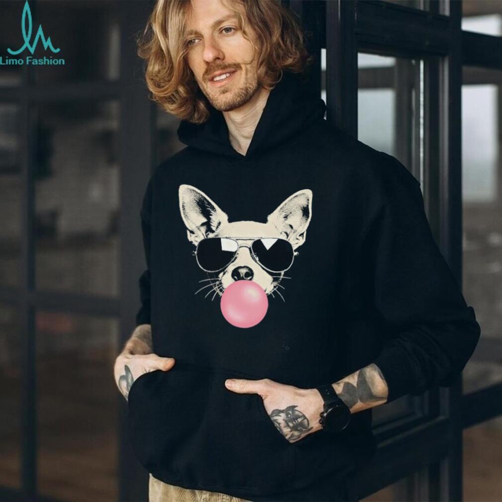 Cool Chihuahua Wearing Aviator Sunglasses Pink Bubblegum T Shirt