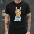 Cool Llama Sunglasses Astronaut Space Graphic Black Streetwear T Shirt