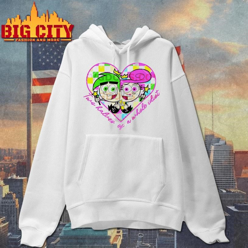 Cosmo And Wanda Two Halves Of A Whole Idiot Cartoon Couple Heart Shirt