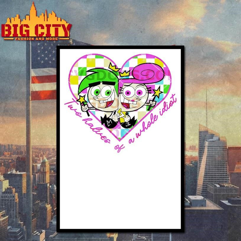 Cosmo And Wanda Two Halves Of A Whole Idiot Cartoon Couple Heart Shirt