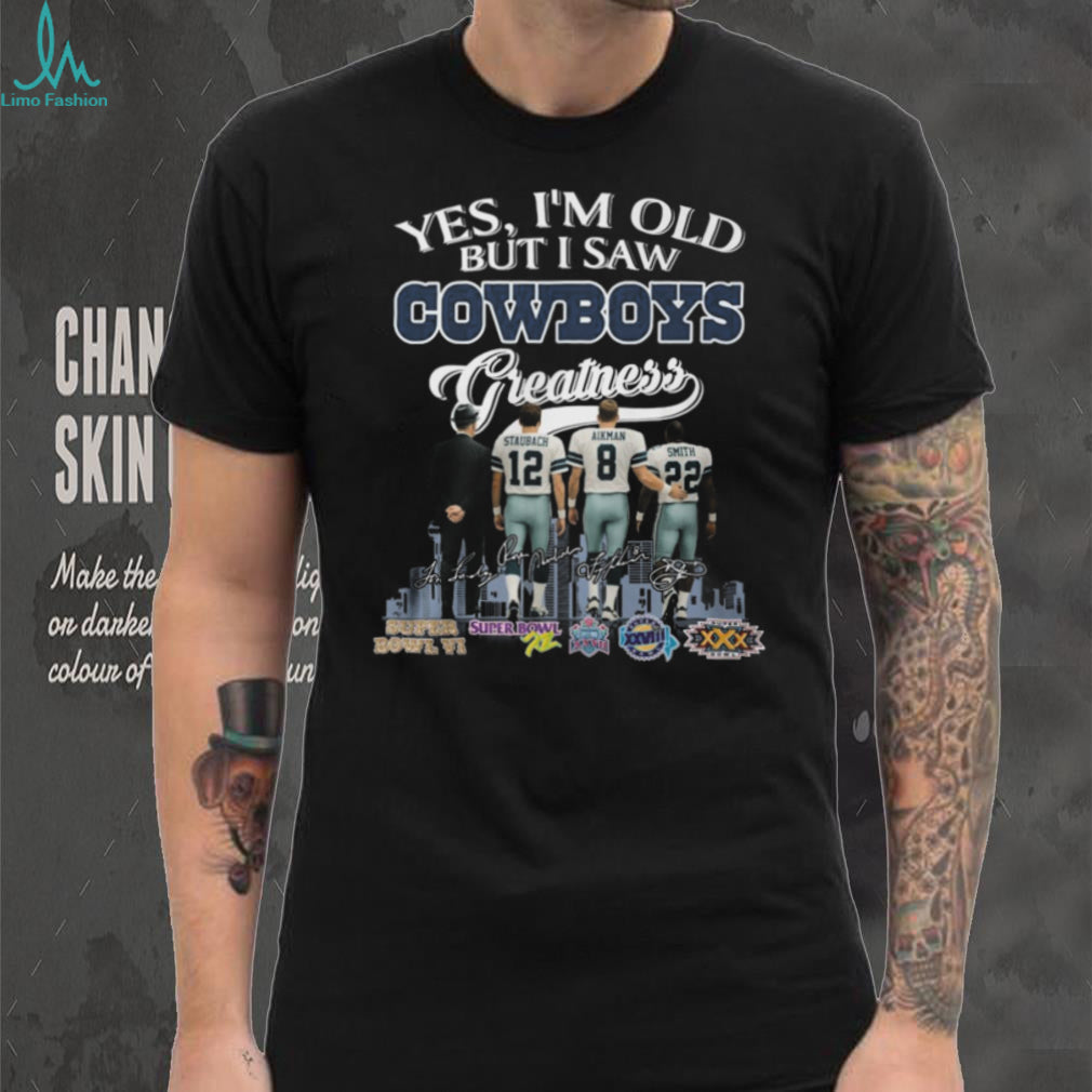 Cowboys Greatness Staubach Aikman Smith Tom Landry Signature T Shirt