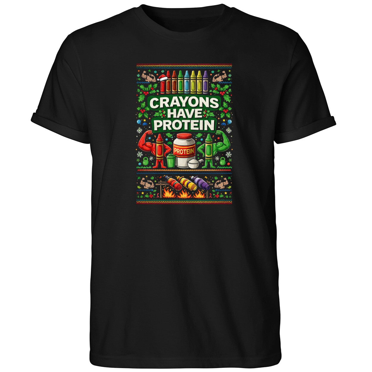 Crayons Have Protein Ugly Chirstmas Shirt