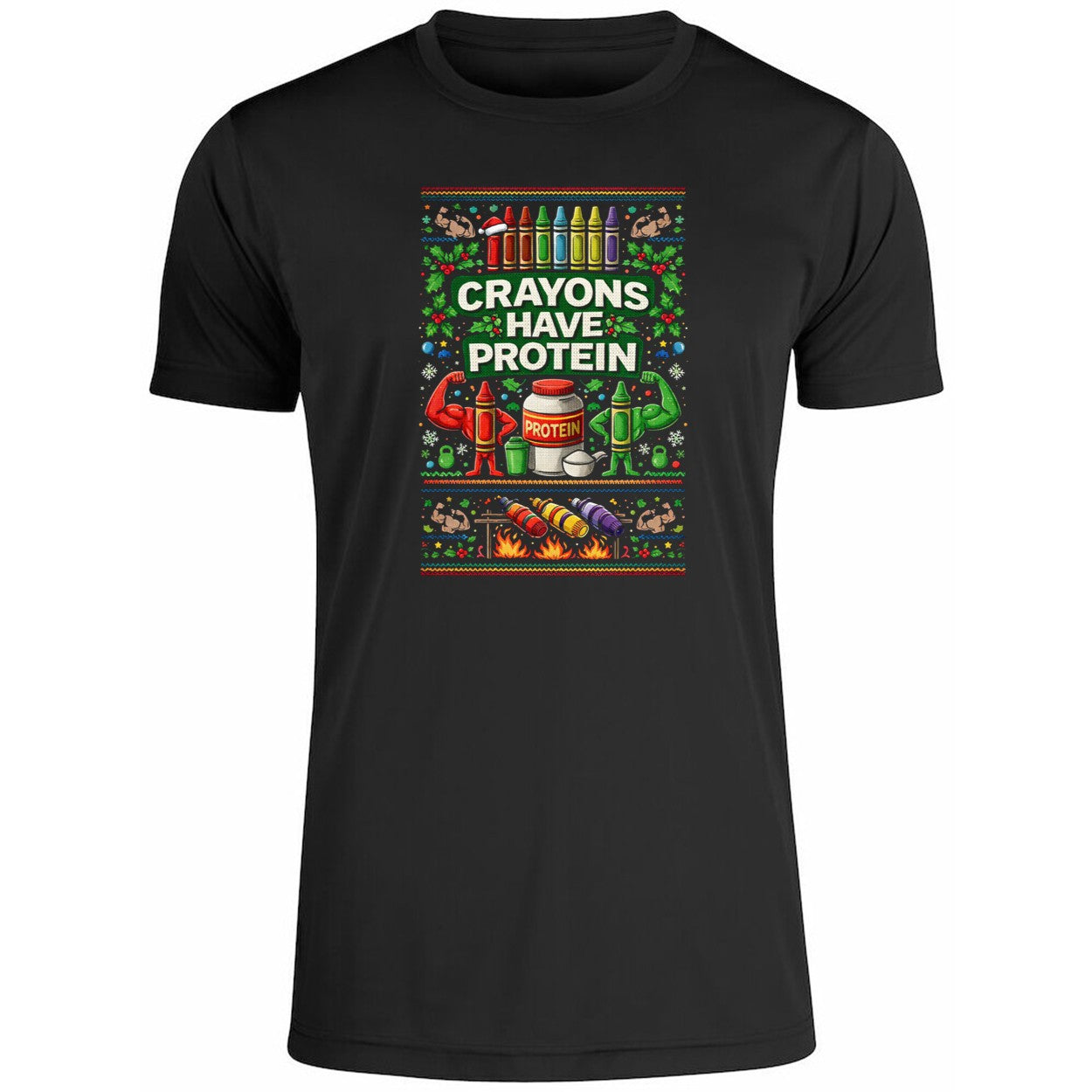 Crayons Have Protein Ugly Chirstmas Shirt
