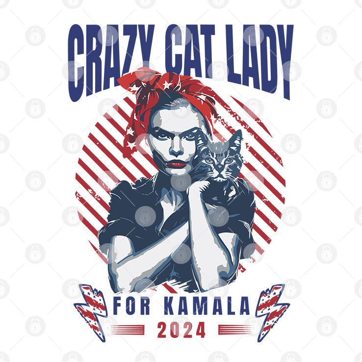 Crazy Cat Lady For Kamala 2024 T Shirt