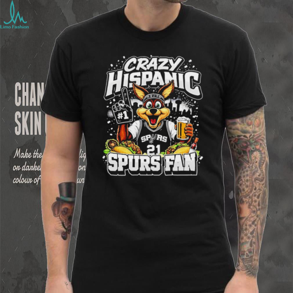 Crazy Hispanic Spurs Fan Coyote Mascot Tacos and Beer T Shirt