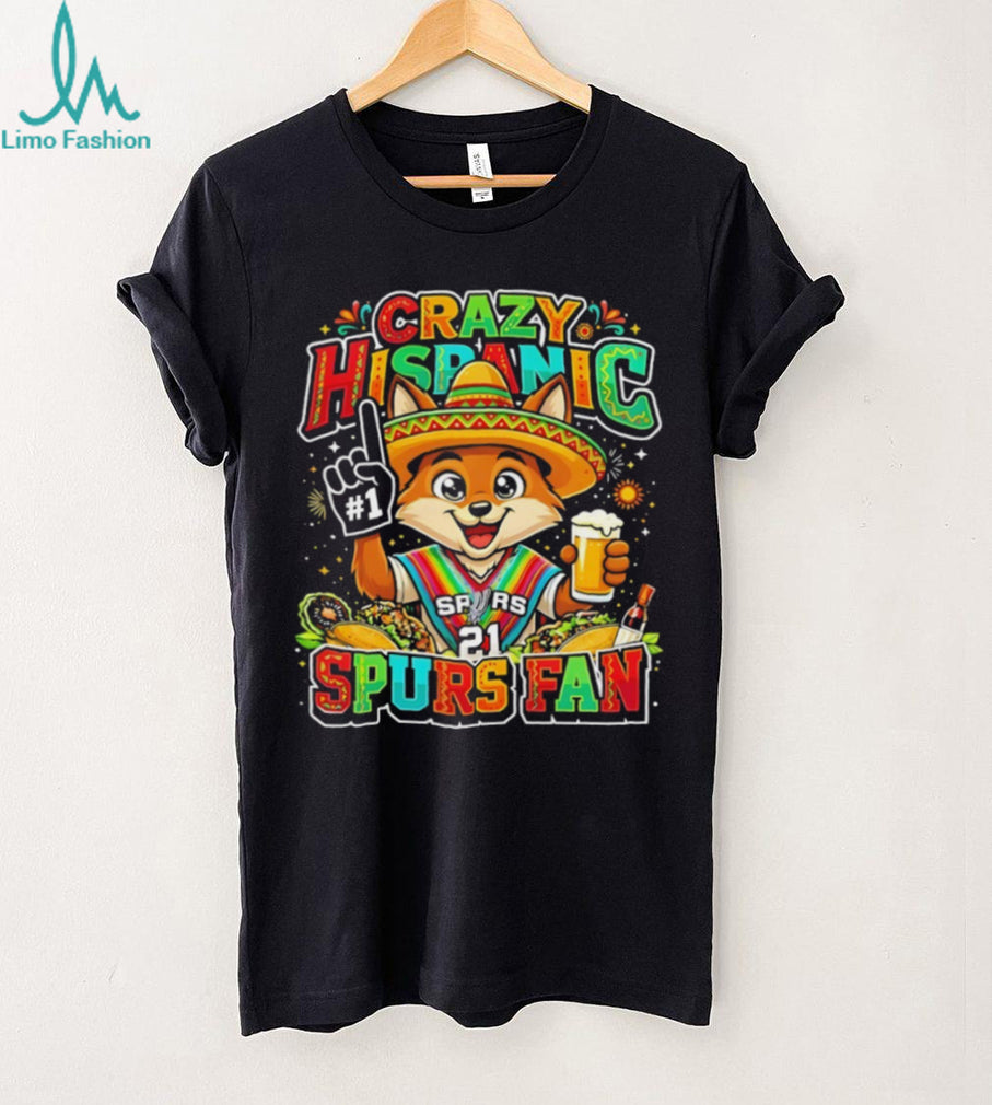 “Crazy Hispanic Spurs Fan” Fox Mascot Sombrero and Tacos San Antonio Basketball T Shirt