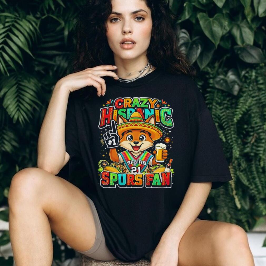 “Crazy Hispanic Spurs Fan” Fox Mascot Sombrero and Tacos San Antonio Basketball T Shirt
