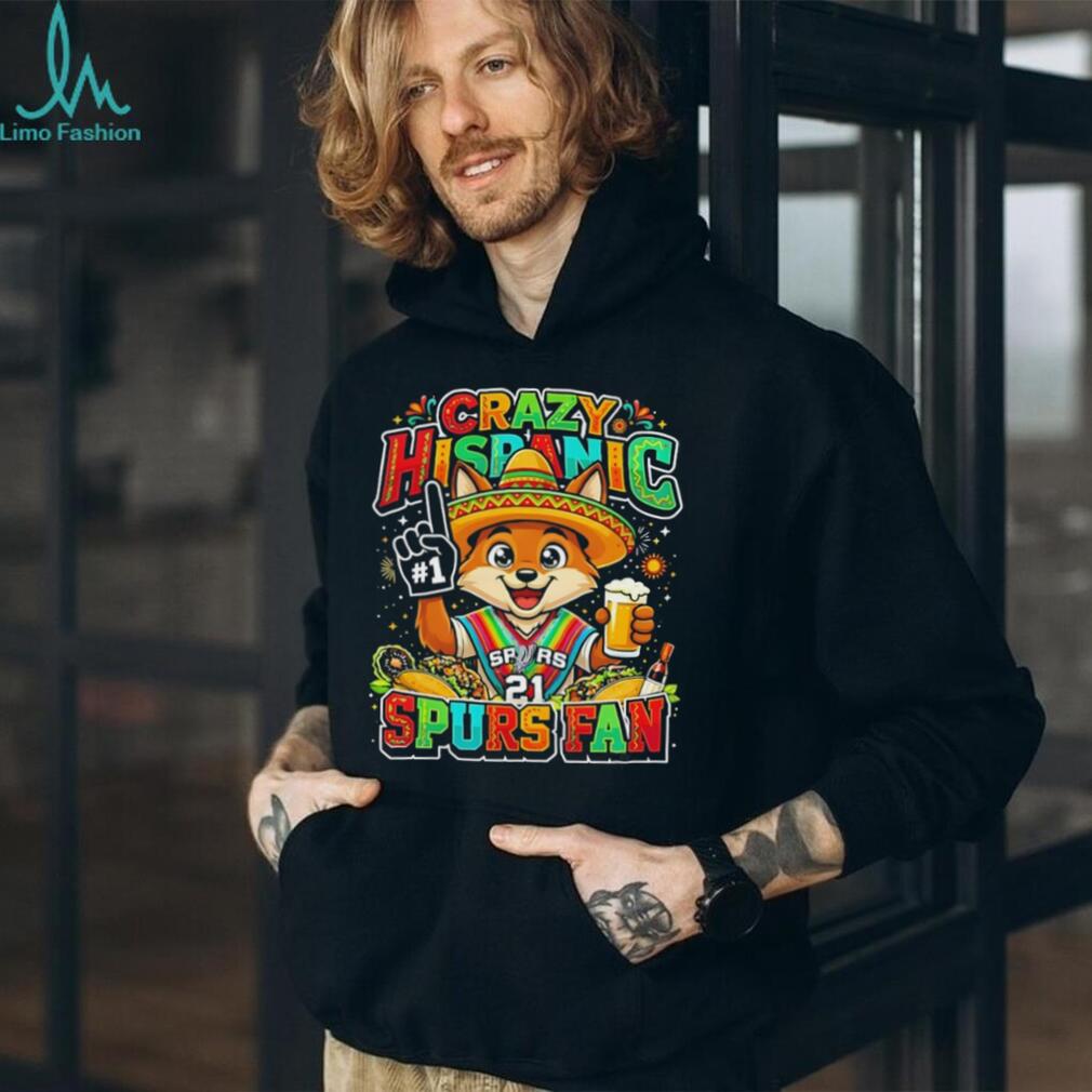 “Crazy Hispanic Spurs Fan” Fox Mascot Sombrero and Tacos San Antonio Basketball T Shirt