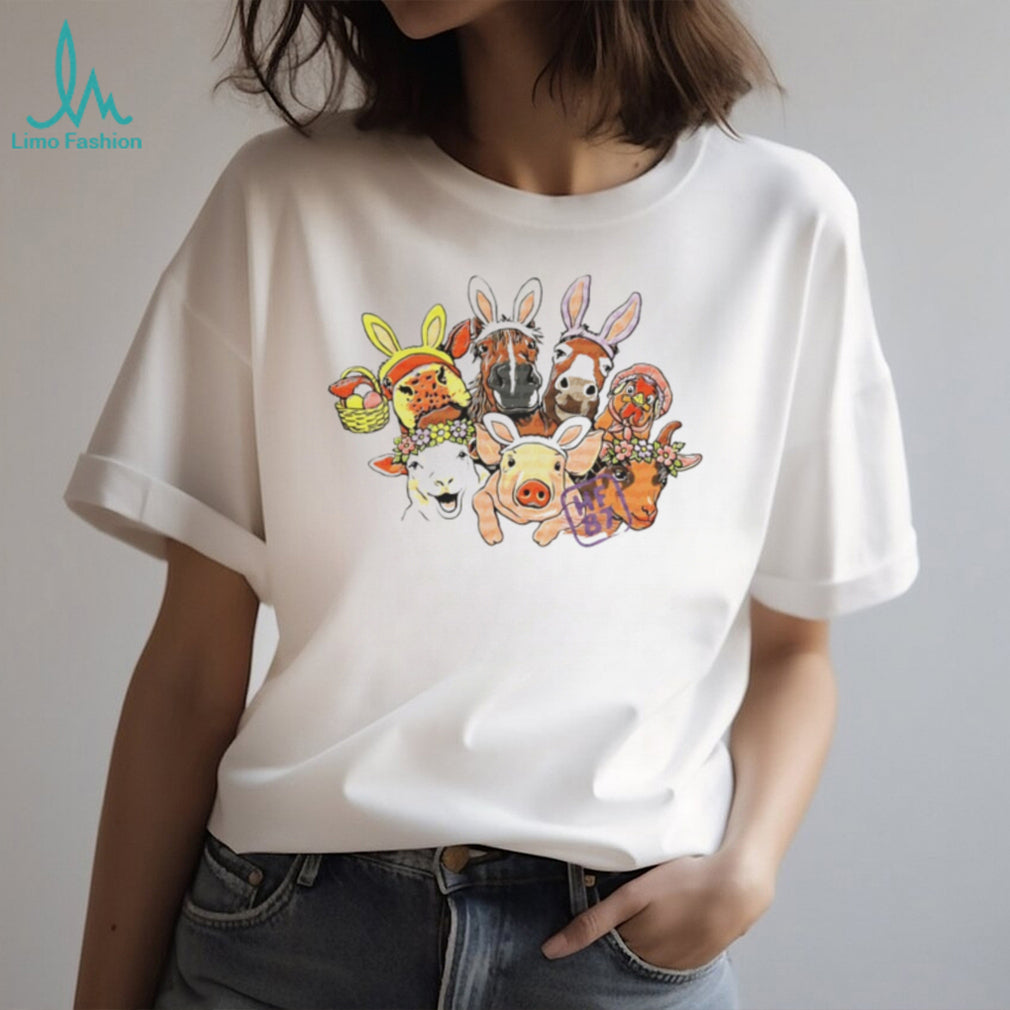 Cute Easter Farm Animals Bunny Ears T Shirt