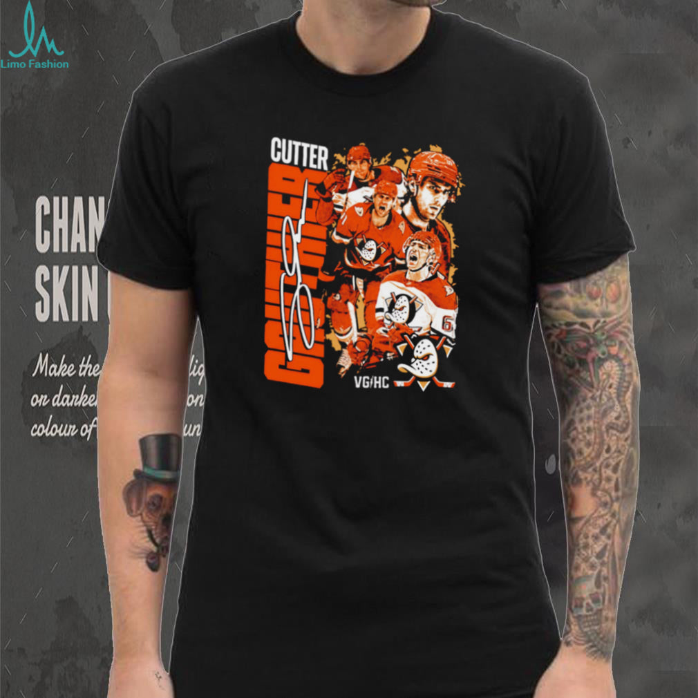 Cutter Gauthier Anaheim Ducks Hockey Future Star Signature Style Fans Black T Shirt