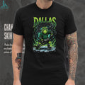 Dallas Hockey Alien Monster Mascot Ice Skating Graphic T Shirt