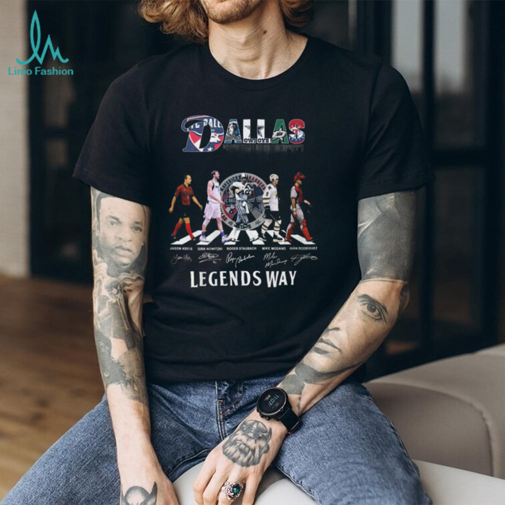Dallas Legends Way Abbey Road Style Kreis Nowitzki Staubach Modano Rodriguez T Shirt