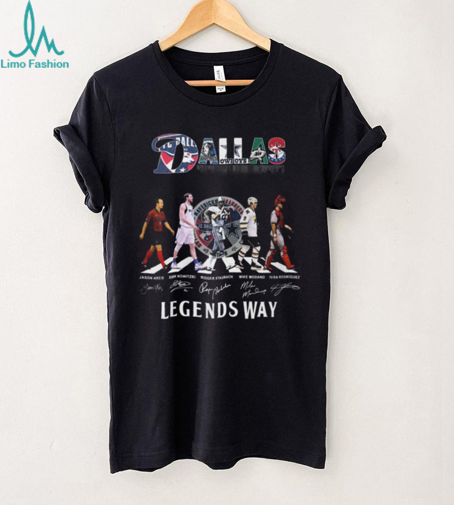 Dallas Legends Way Abbey Road Style Kreis Nowitzki Staubach Modano Rodriguez T Shirt