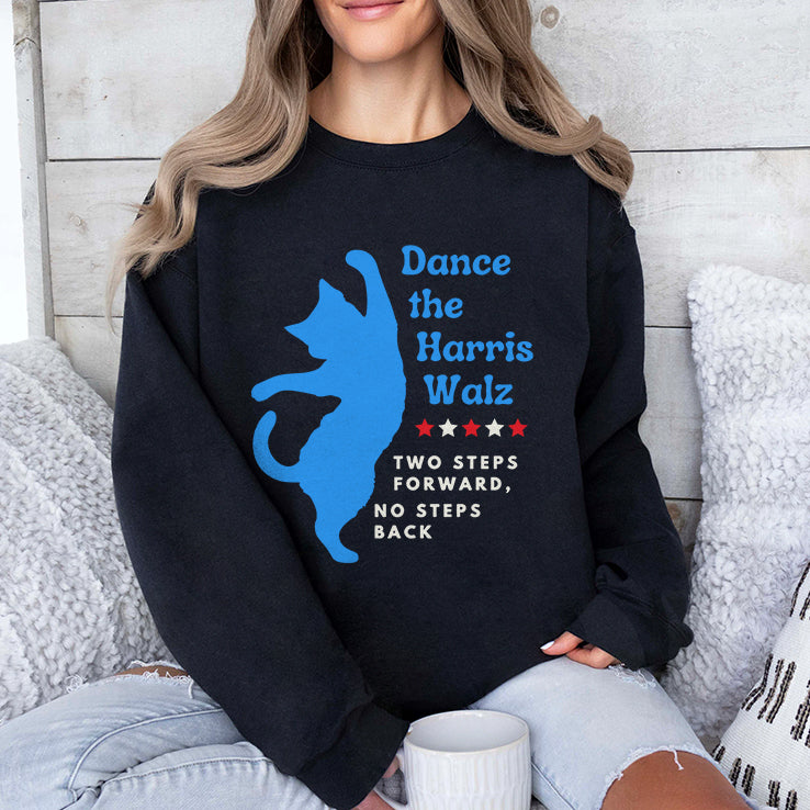 Dance The Harris Walz Two Steps Forward No Steps Back Cat Shirt
