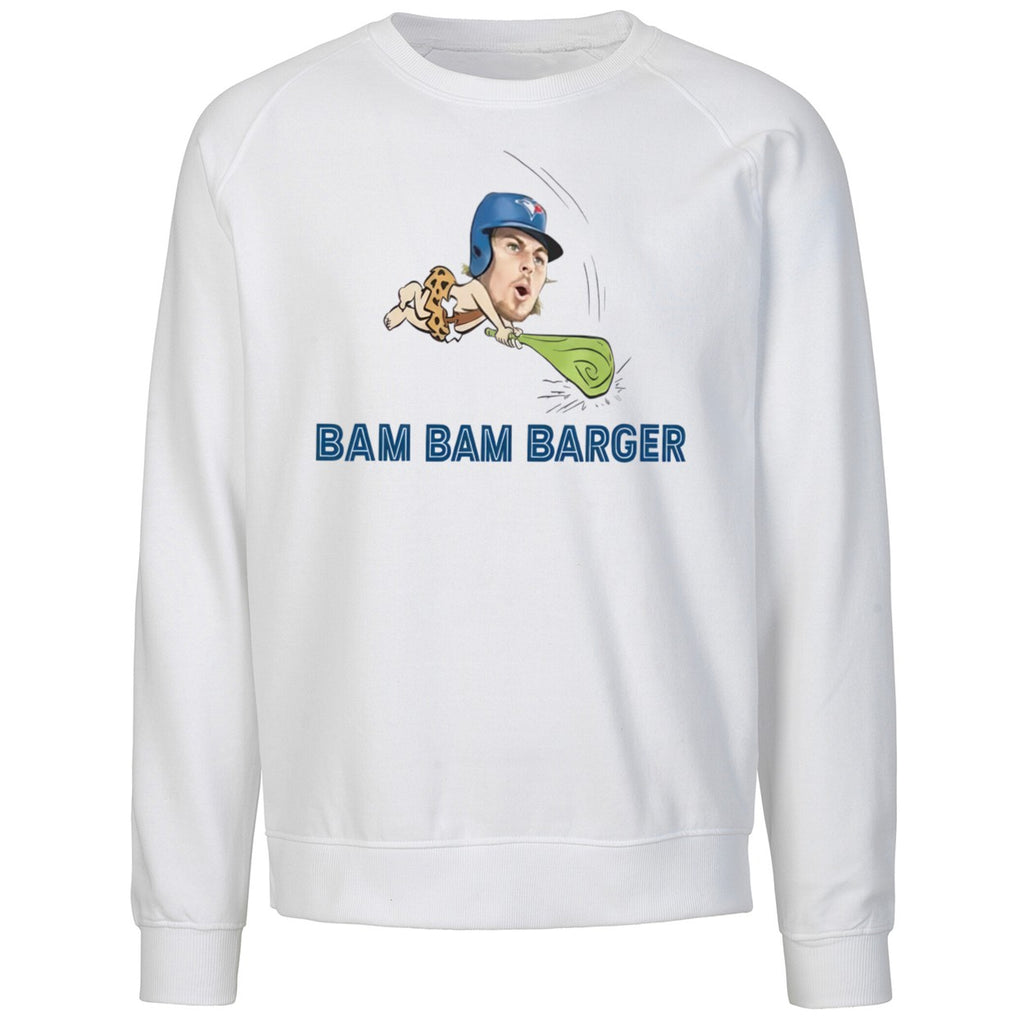 Davis Rocking A Bam Bam Barger Blue Jays Shirt