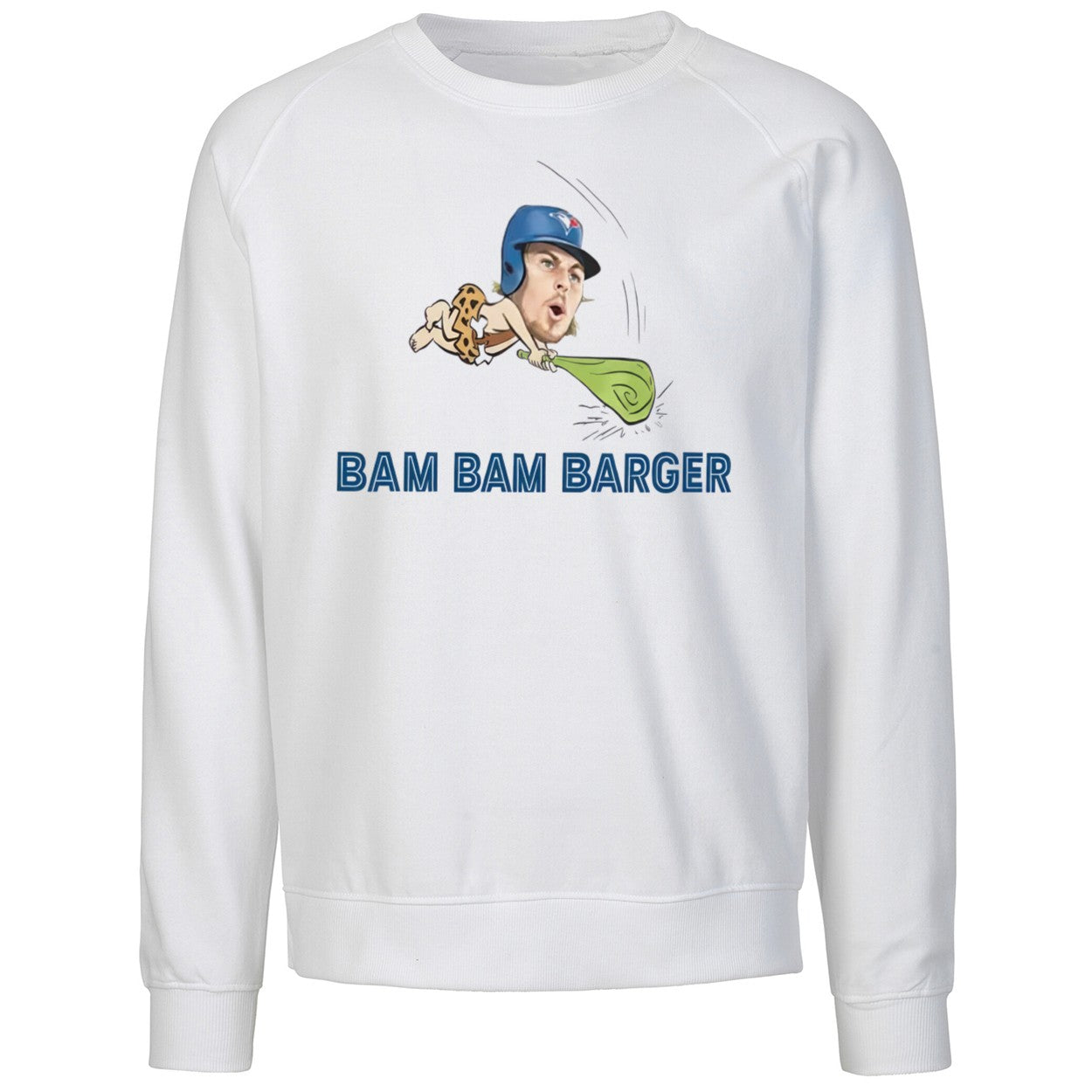 Davis Rocking A Bam Bam Barger Blue Jays Shirt