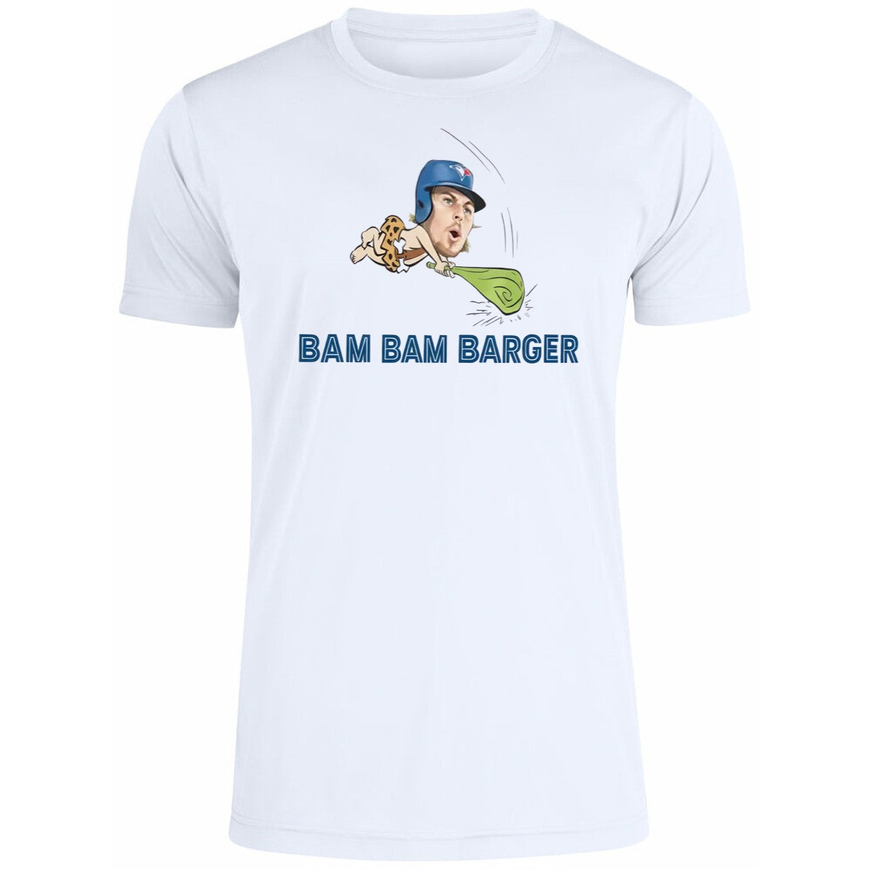 Davis Rocking A Bam Bam Barger Blue Jays Shirt