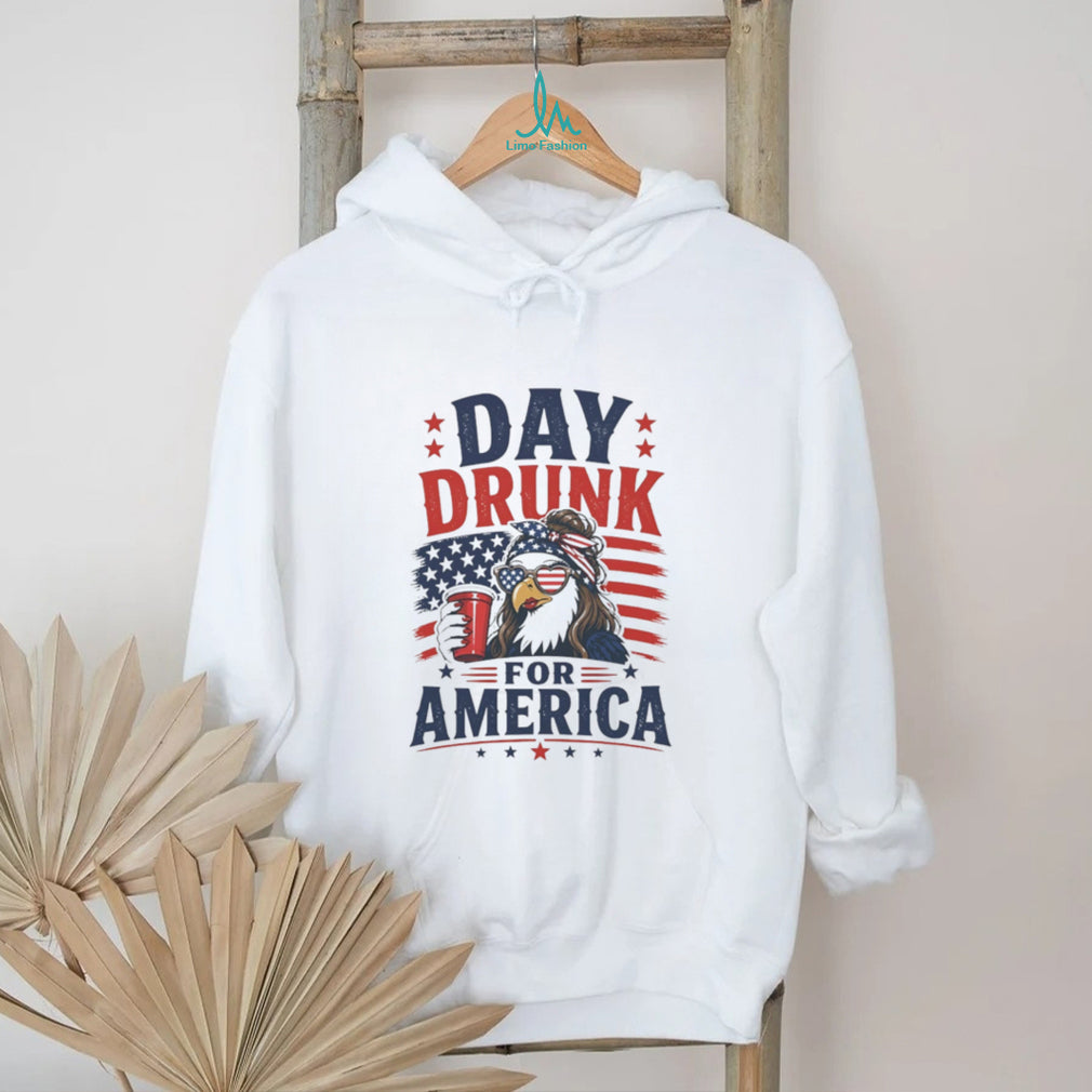 Day Drunk For America Eagle Sunglasses American Flag Patriotic T Shirt