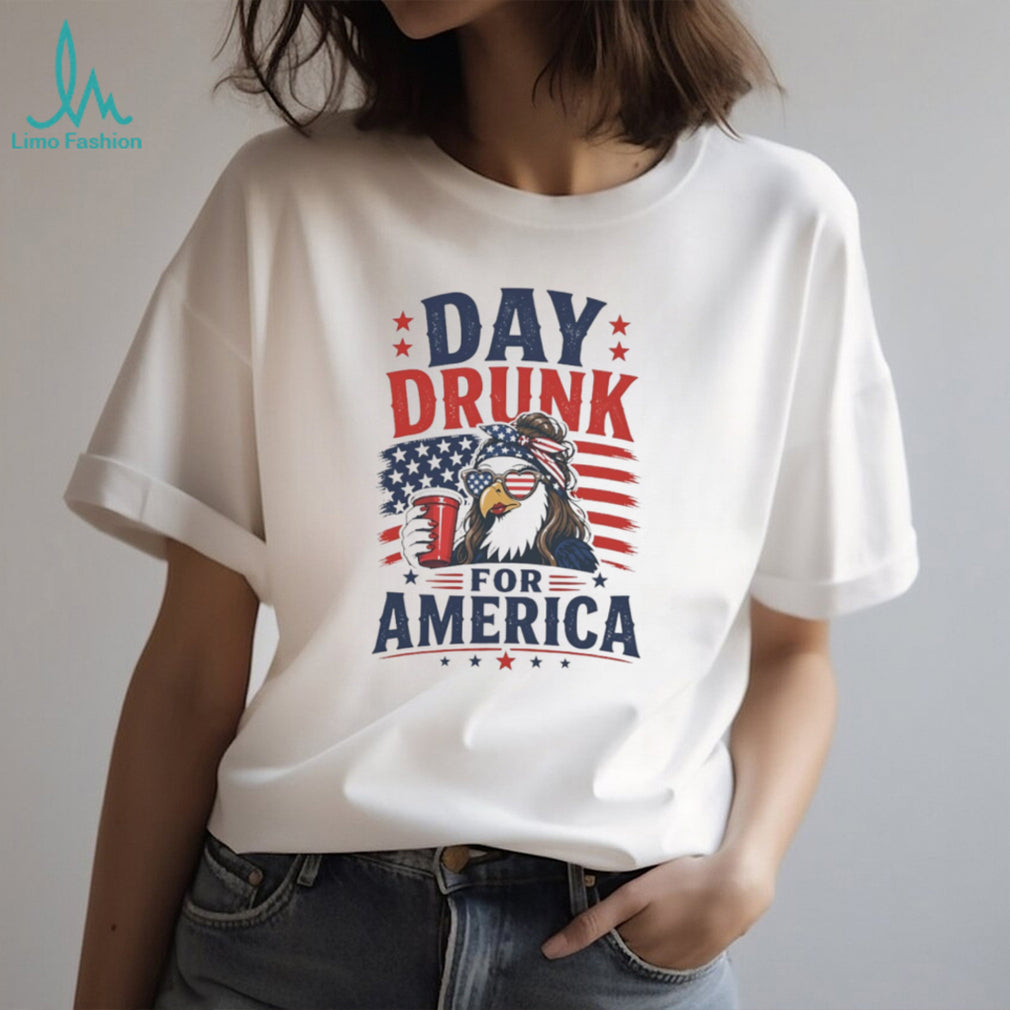 Day Drunk For America Eagle Sunglasses American Flag Patriotic T Shirt