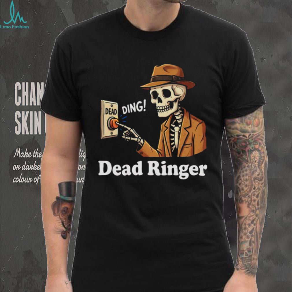 Dead Ringer Skeleton Pun Vintage Noir Detective T Shirt
