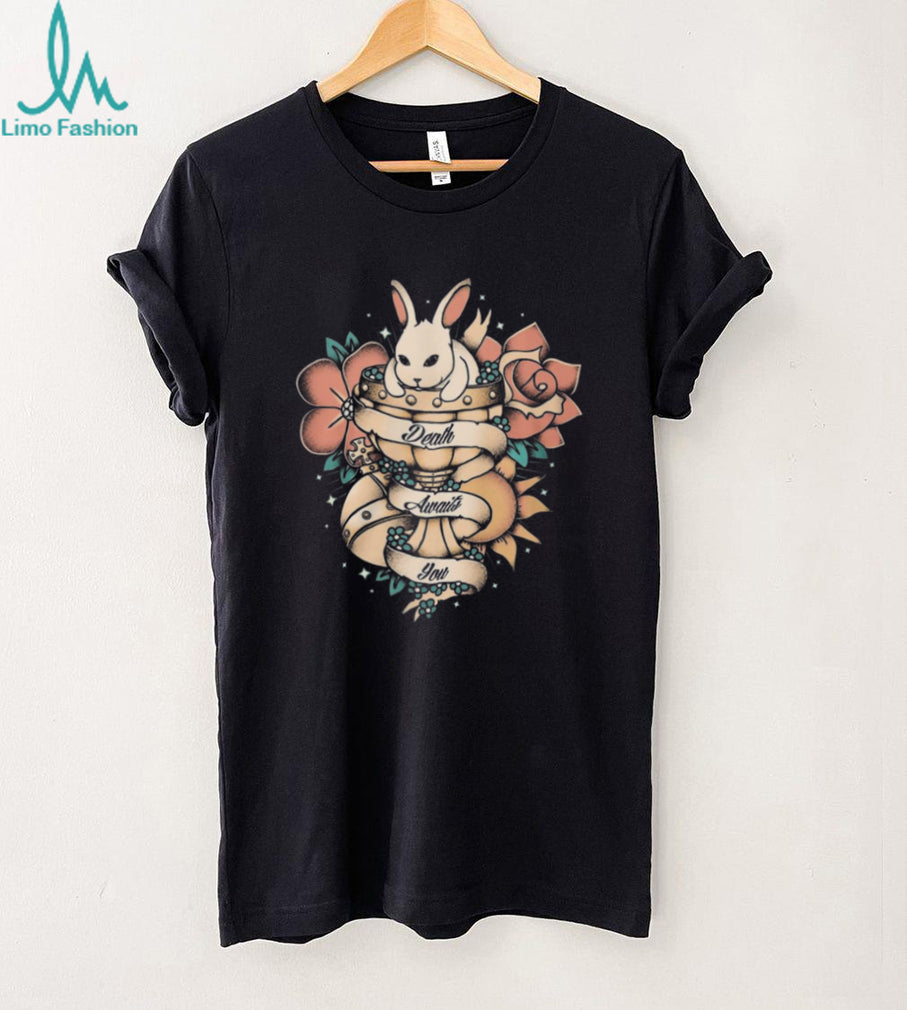 Death Awaits You Gothic Killer Bunny Tattoo Style T Shirt