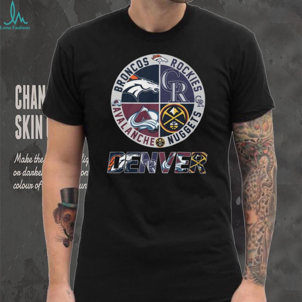 Denver Four Major Sports Teams Circular Crest Logo T Shirt