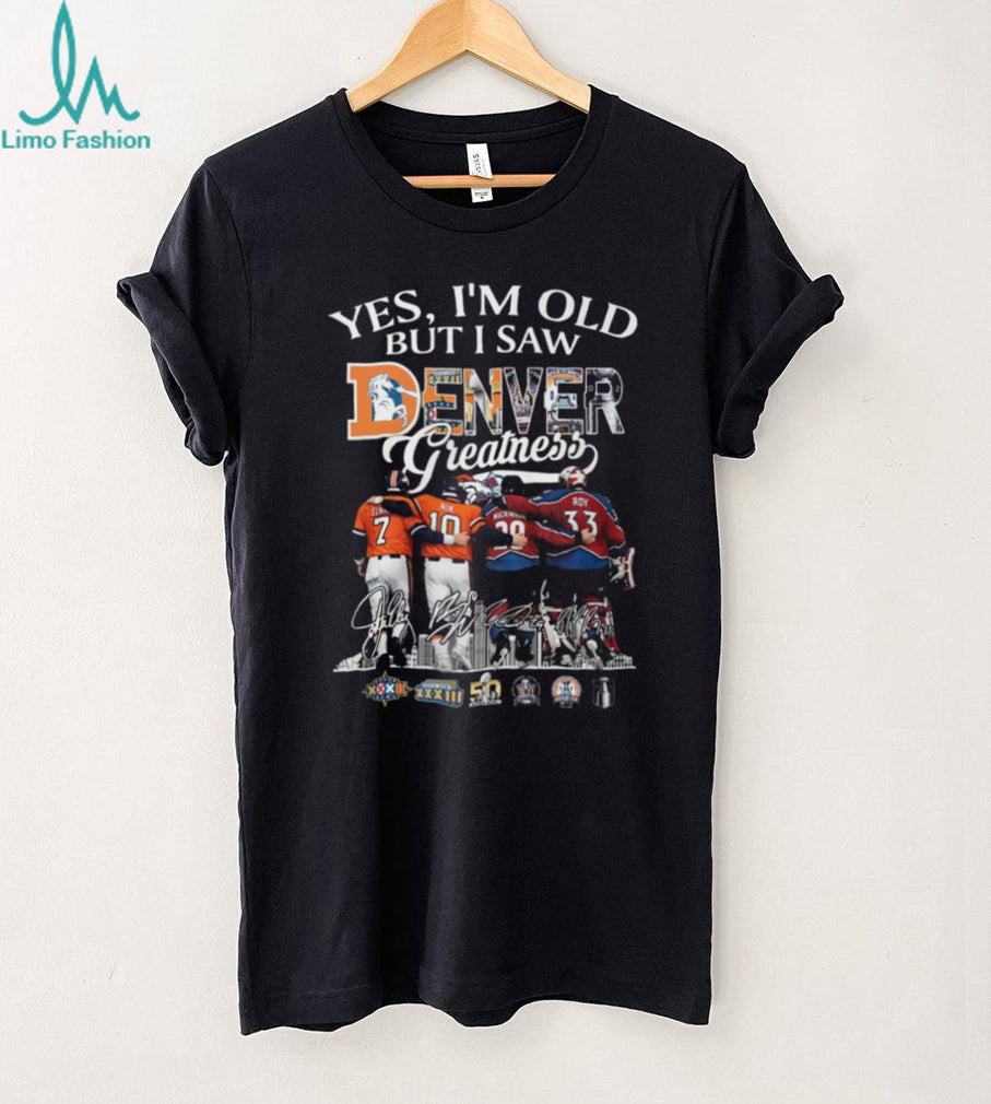 Denver Greatness Broncos and Avalanche Legends Signatures Sports Fan T Shirt