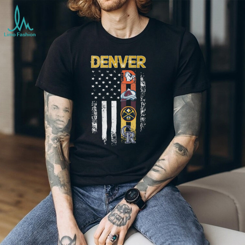Denver Sports Teams American Flag Distressed T Shirt