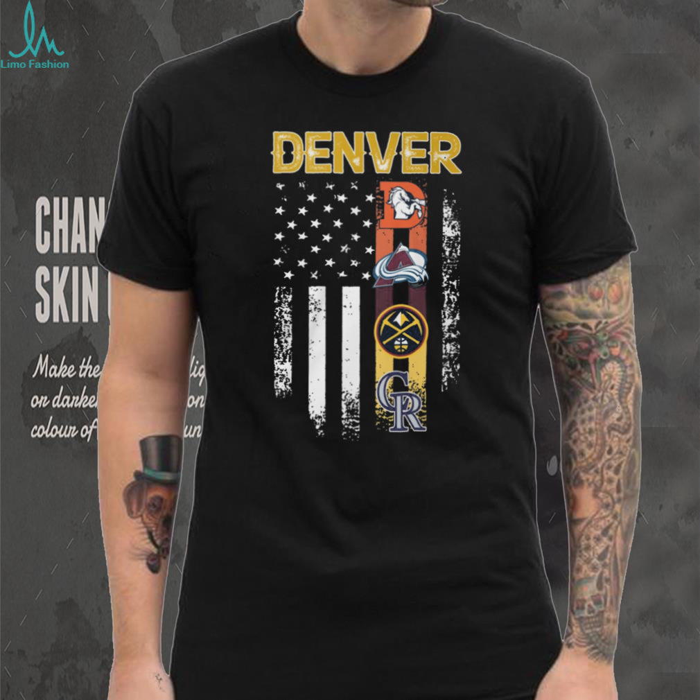 Denver Sports Teams American Flag Distressed T Shirt