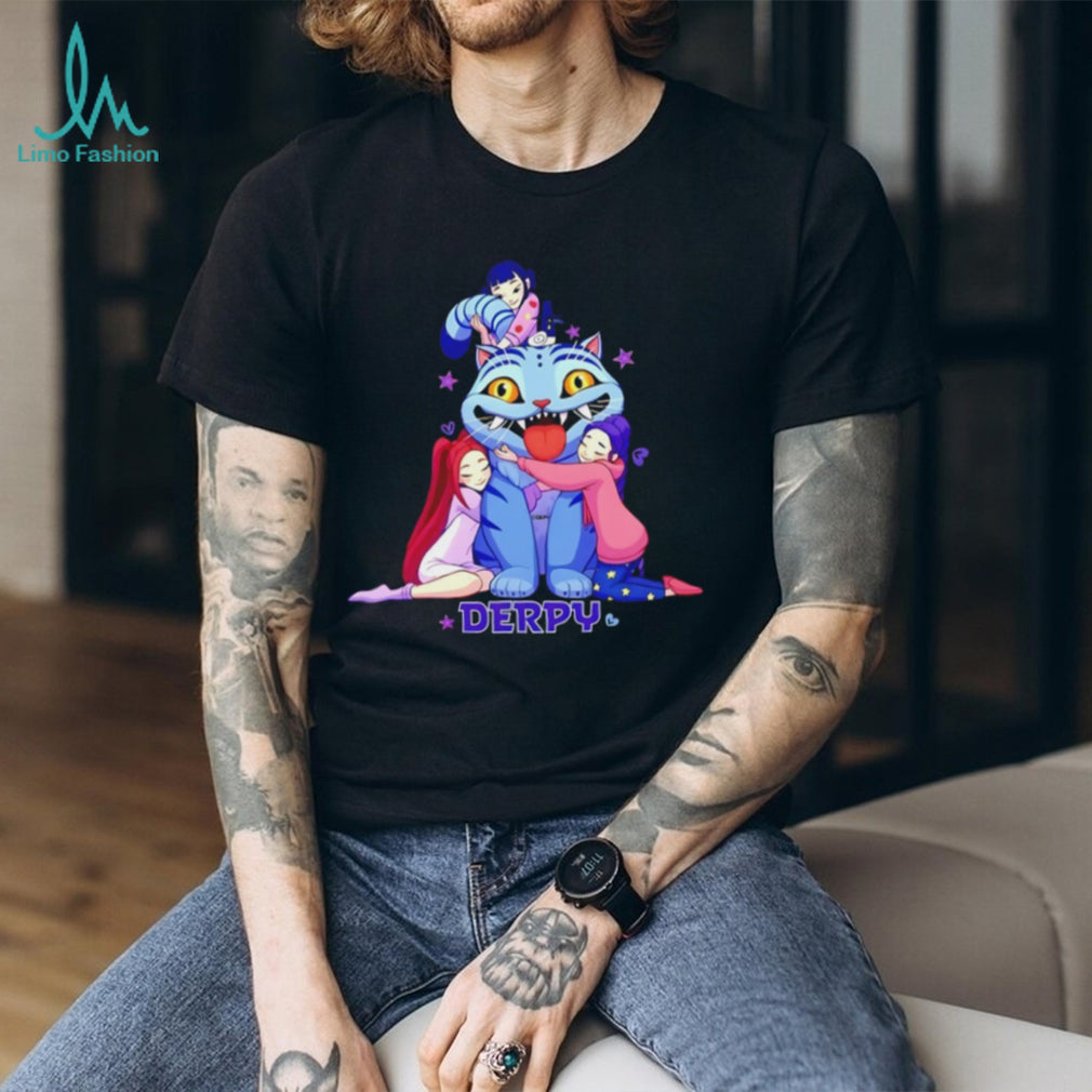 Derpy Cat Anime Girls Hugging Kawaii Graphic T Shirt