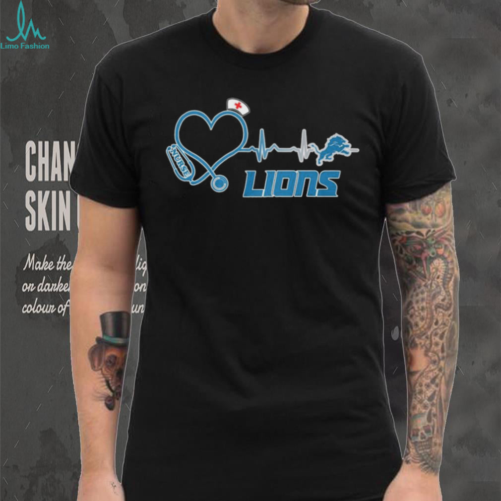 Detroit Lions Nurse Heartbeat Stethoscope T Shirt