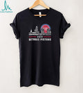 Detroit Pistons 2026 Basketball Team Players Names Skyline Logo Red Blue T Shirt