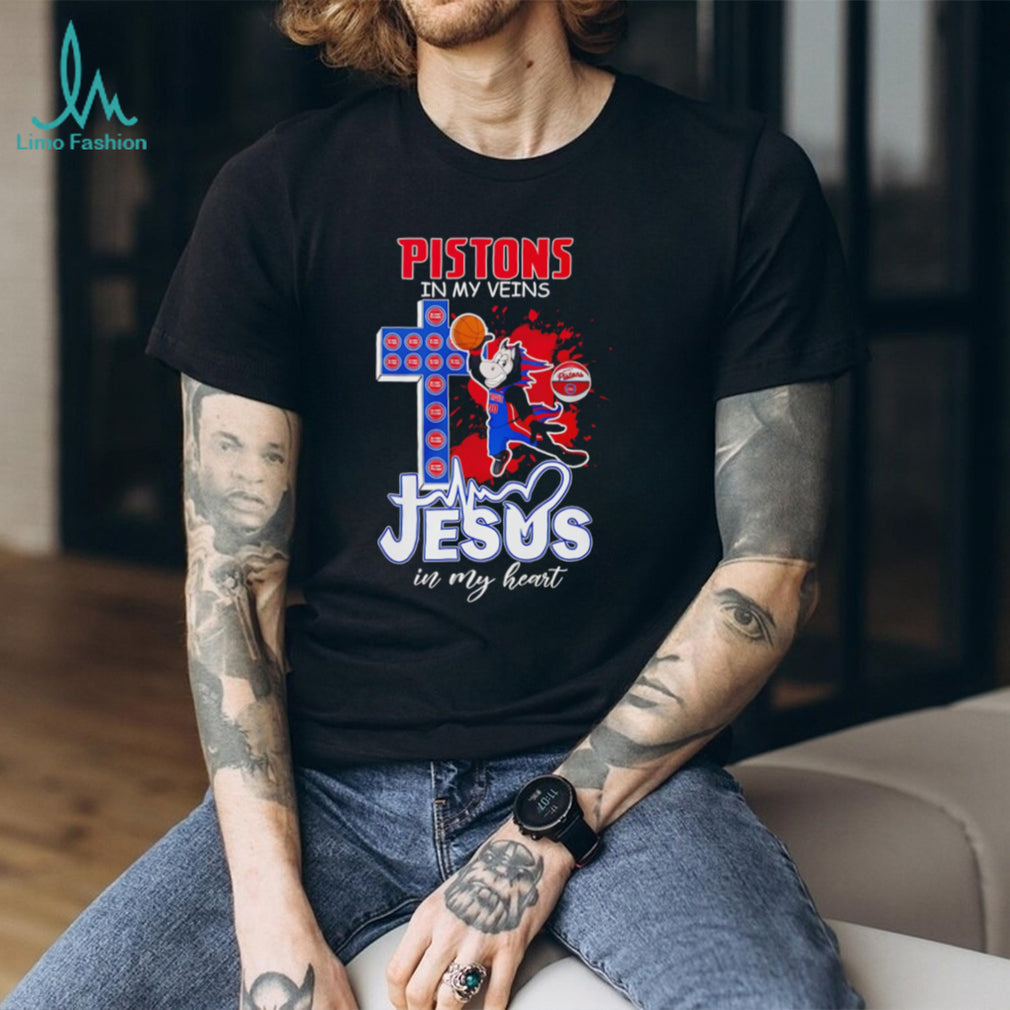 Detroit Pistons Basketball Hooper Mascot Cross Jesus In My Heart Fans Vintage Men T Shirt