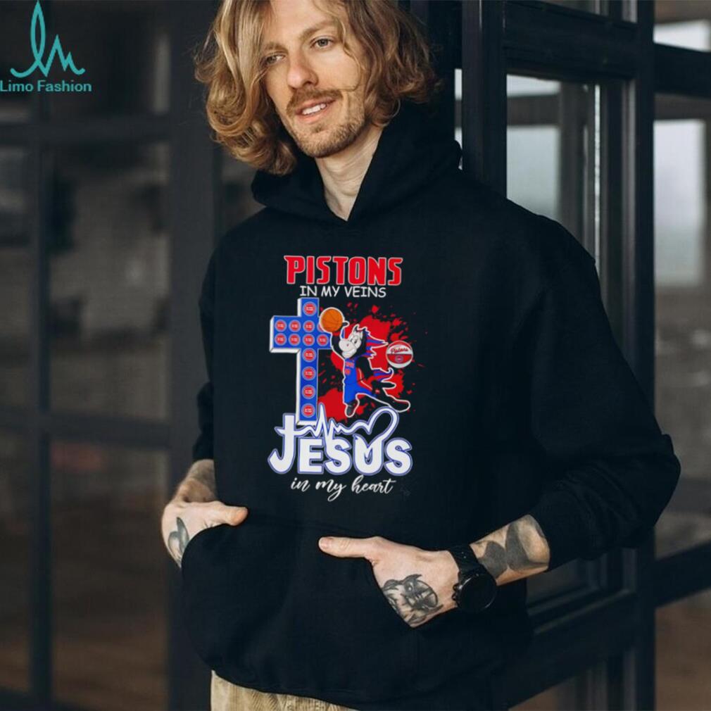 Detroit Pistons Basketball Hooper Mascot Cross Jesus In My Heart Fans Vintage Men T Shirt