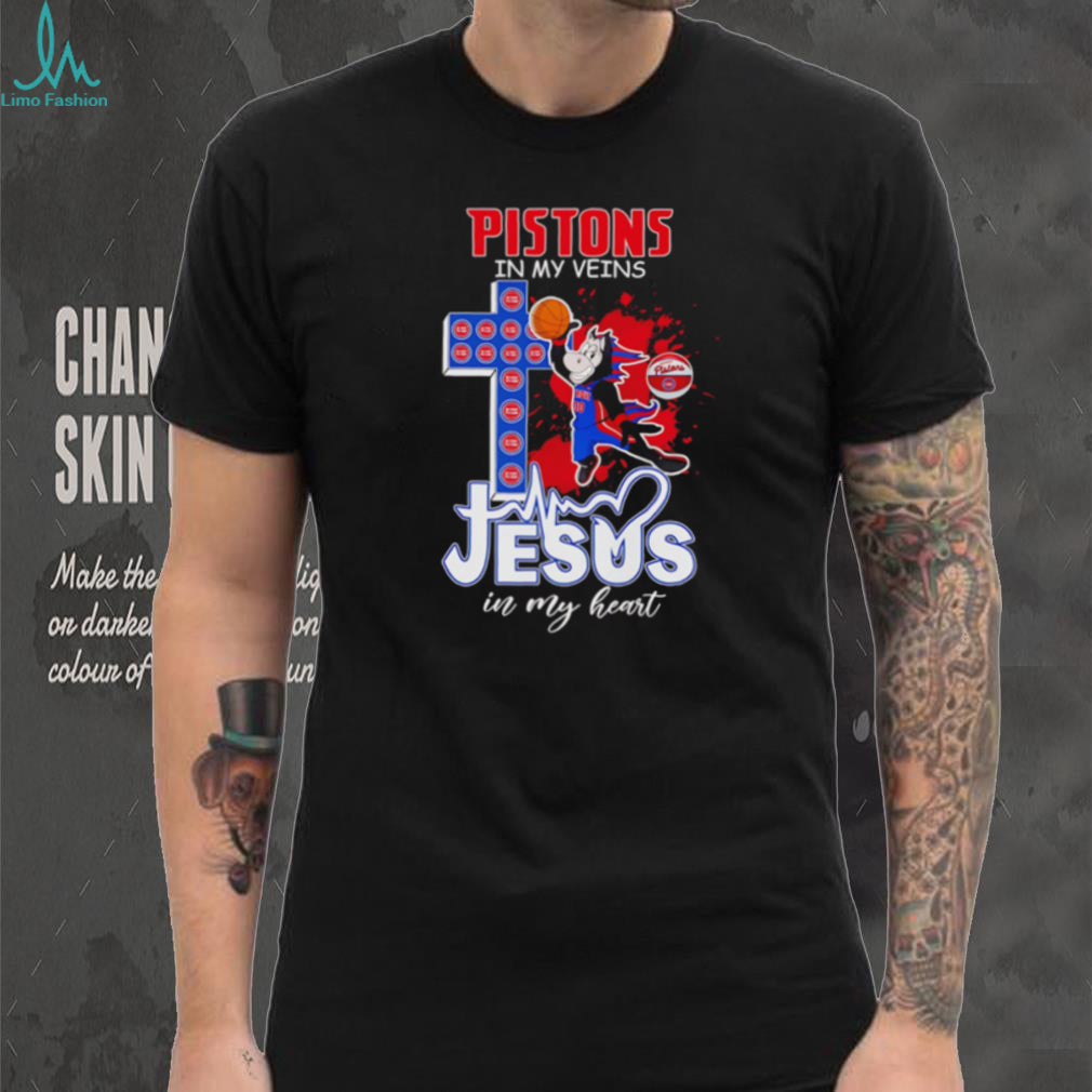 Detroit Pistons Basketball Jesus in My Heart Christian NBA Fan T Shirt