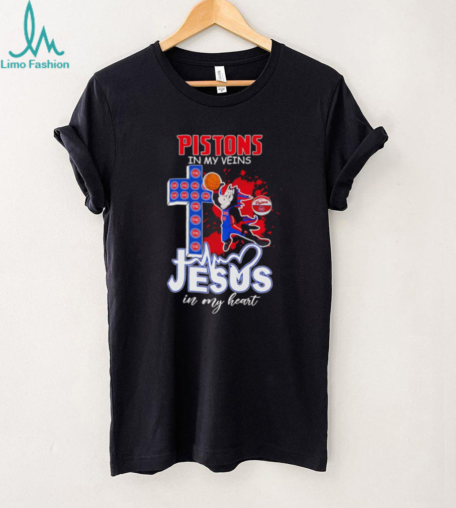 Detroit Pistons Basketball Jesus in My Heart Christian NBA Fan T Shirt