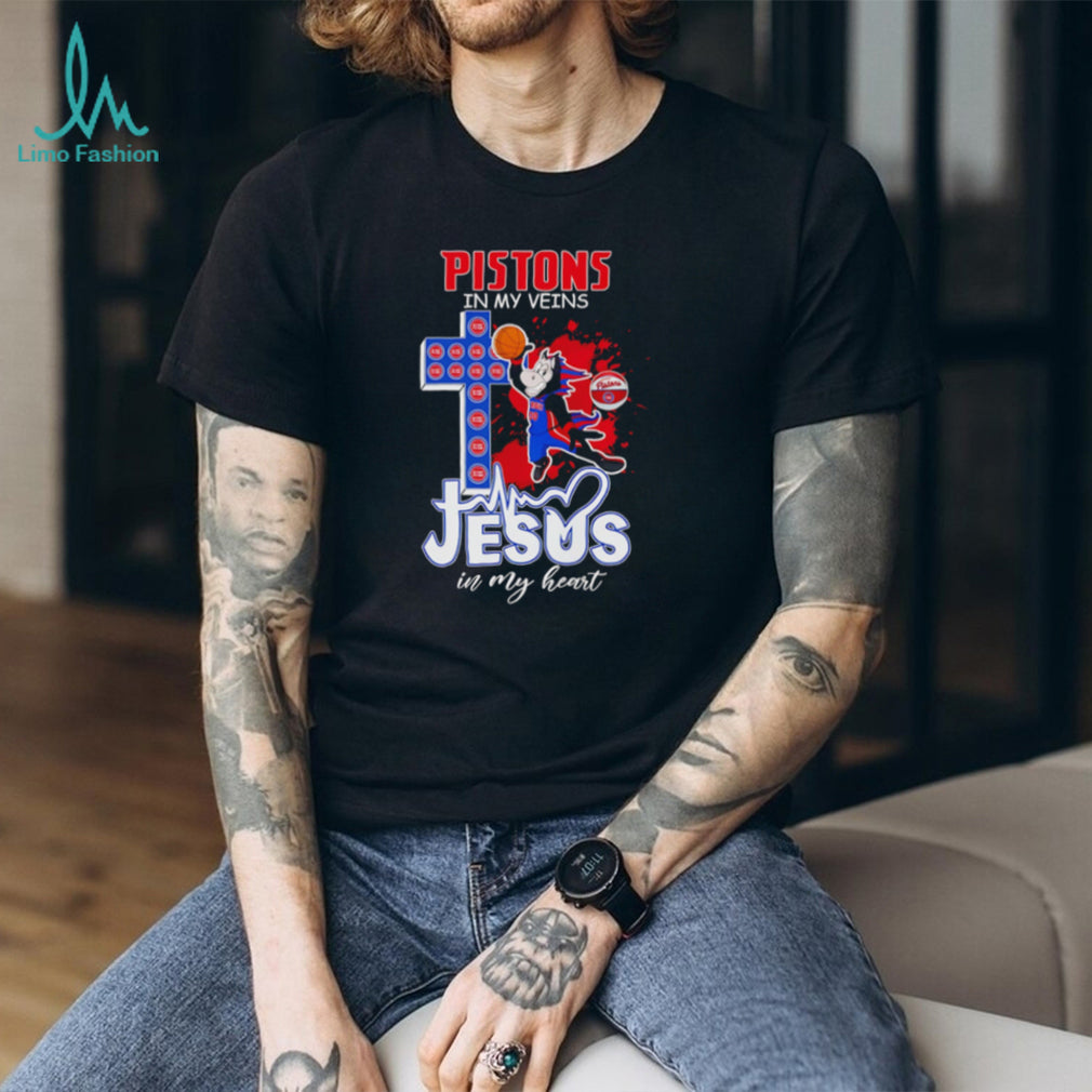 Detroit Pistons Basketball Jesus in My Heart Christian NBA Fan T Shirt