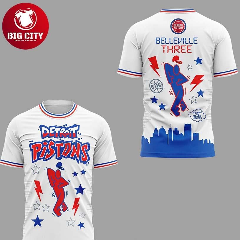 Detroit Pistons x Belleville Three 2026 Techno’s Night Two Sided Shirt