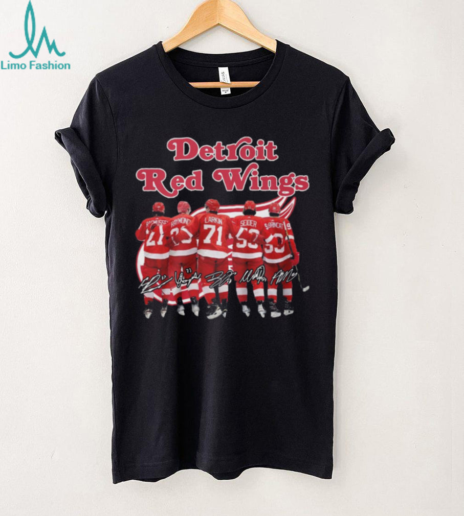 Detroit Red Wings Hockey Players Back View Names And Numbers Signature T Shirt
