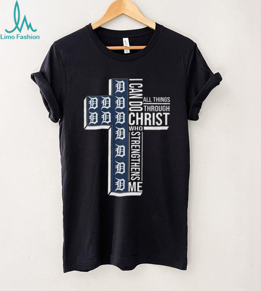 Detroit Tigers I Can Do All Things Through Christ Bible Verse Cross T Shirt