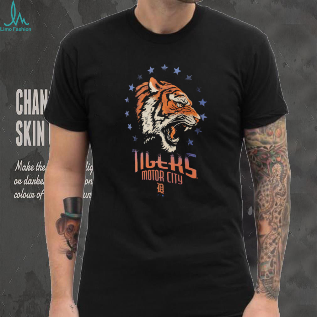 Detroit Tigers Motor City Baseball Tiger Head Vintage Logo T Shirt