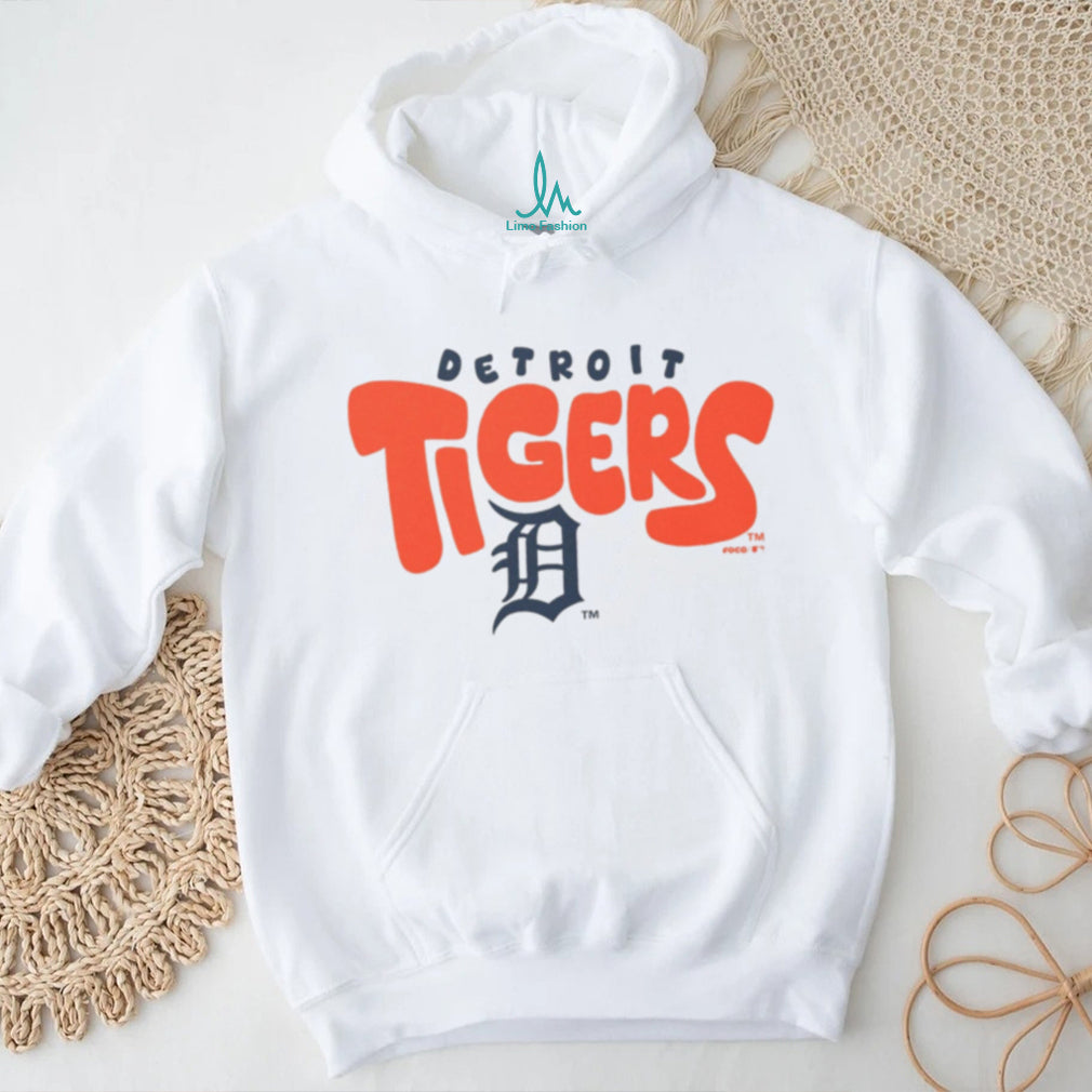 Detroit Tigers Retro Bubble Font Oatmeal Heather T shirt