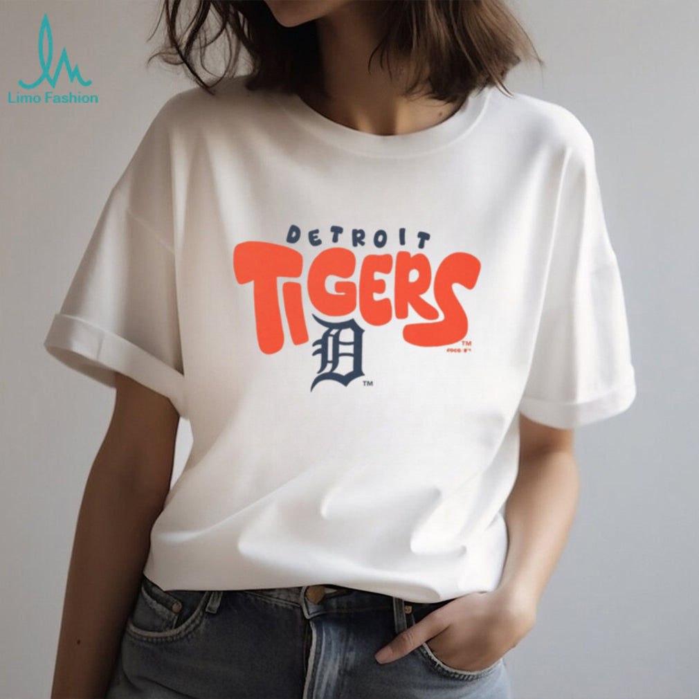 Detroit Tigers Retro Bubble Font Oatmeal Heather T shirt