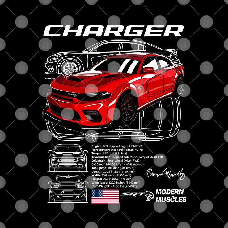 Dodge Charger Hellcat Red T Shirt