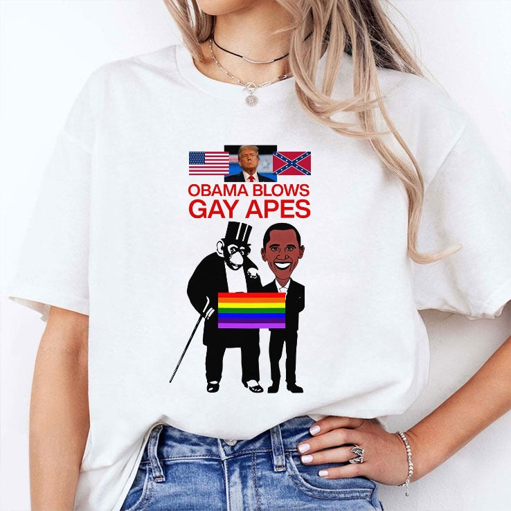 Donald Trump Obama Blows Gay Apes T Shirt
