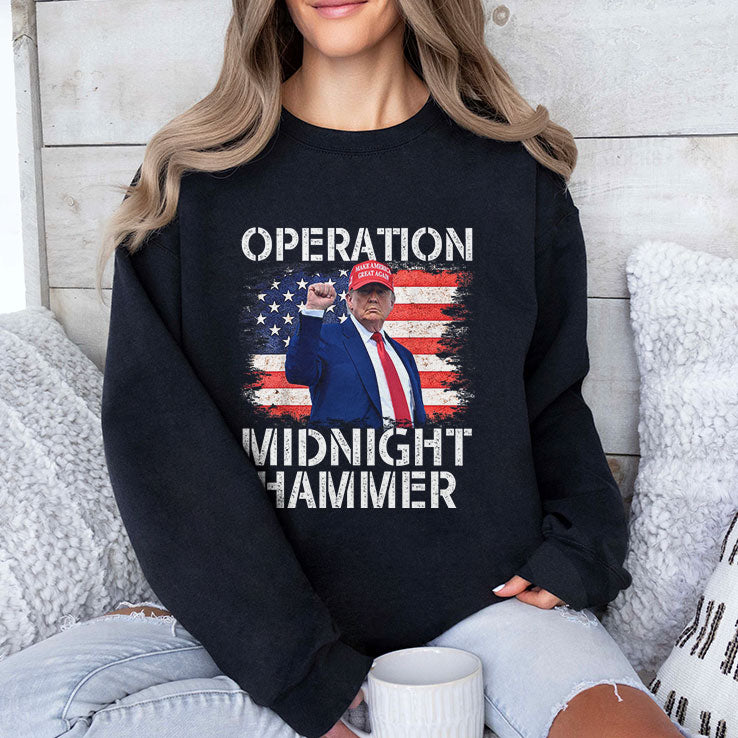 Donald Trump Operation Midnight Hammer USA Flag T Shirt